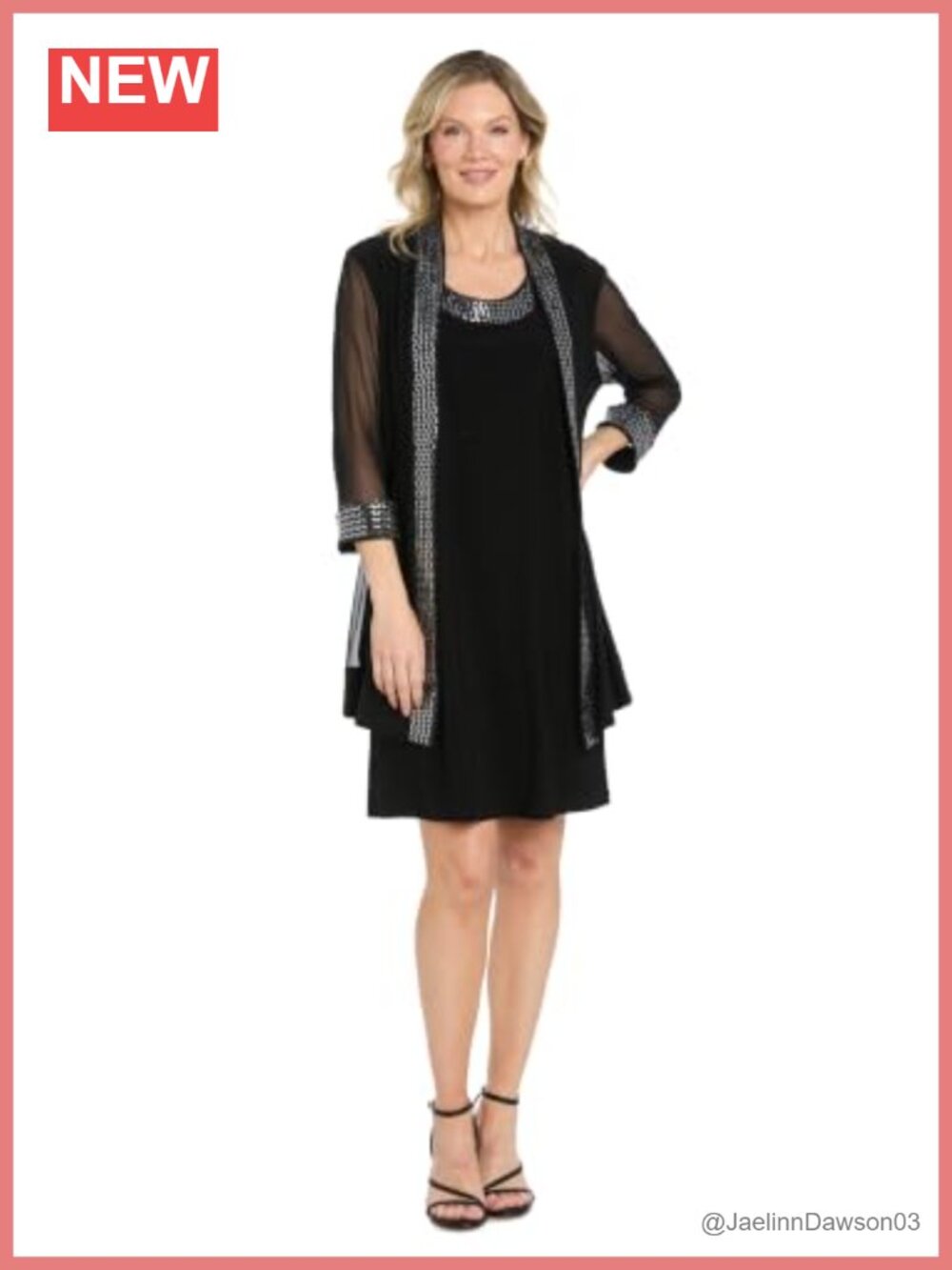 R&M Richards 2-Piece Sheath Dress Set Sheer Jacket Beaded Formal